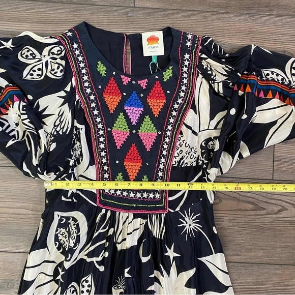 NWT Farm Rio Cerrado Sky Embroidered Maxi Dress - Picture 12 of 15